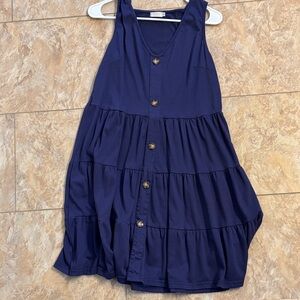 Navy Blue Sleeveless Kids Dress